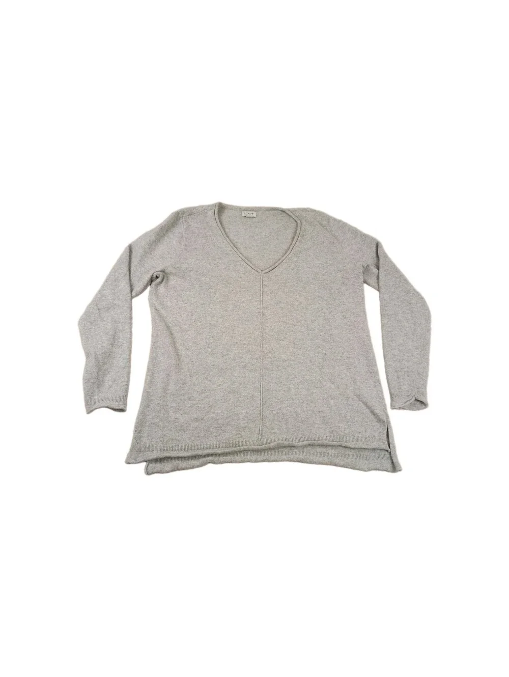 J.Crew Sweater Women Grey V-Neck Marled Wool Blend Textured Long Sleeve M